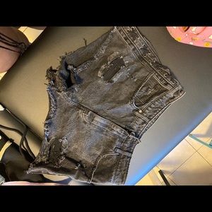 Black jean shorts